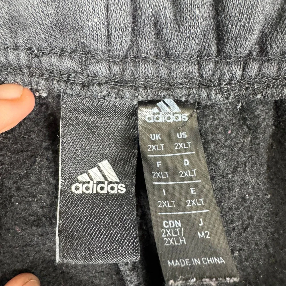 Adidas Sweatpants Mens Size 2XLT Black Fleece Three Stripe Tall Joggers Athletic